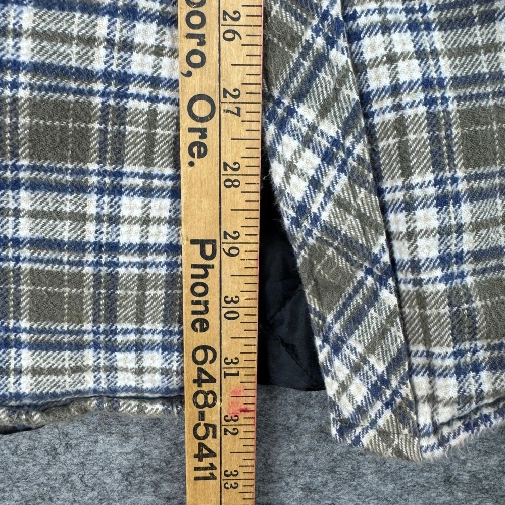 Levi Strauss Mens XL Quilted Lined Flannel Shirt Jacket Shacket Plaid Green Blue